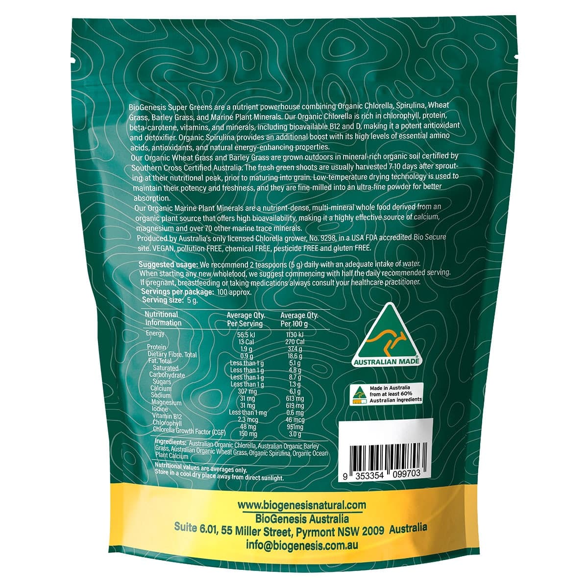 Thumbnail BioGenesis Super Greens Powder 500g