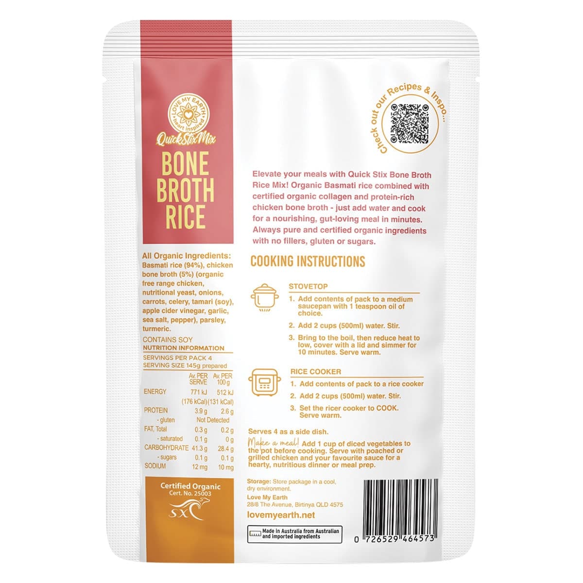 Thumbnail Quick Stix Mix Organic Bone Broth Rice Chicken 200g