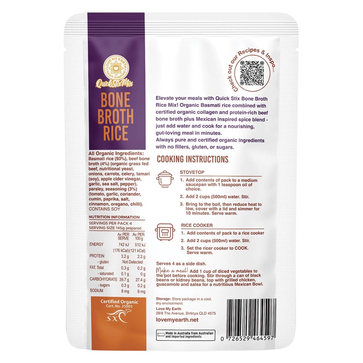 Thumbnail Quick Stix Mix Organic Bone Broth Rice Mexican 200g