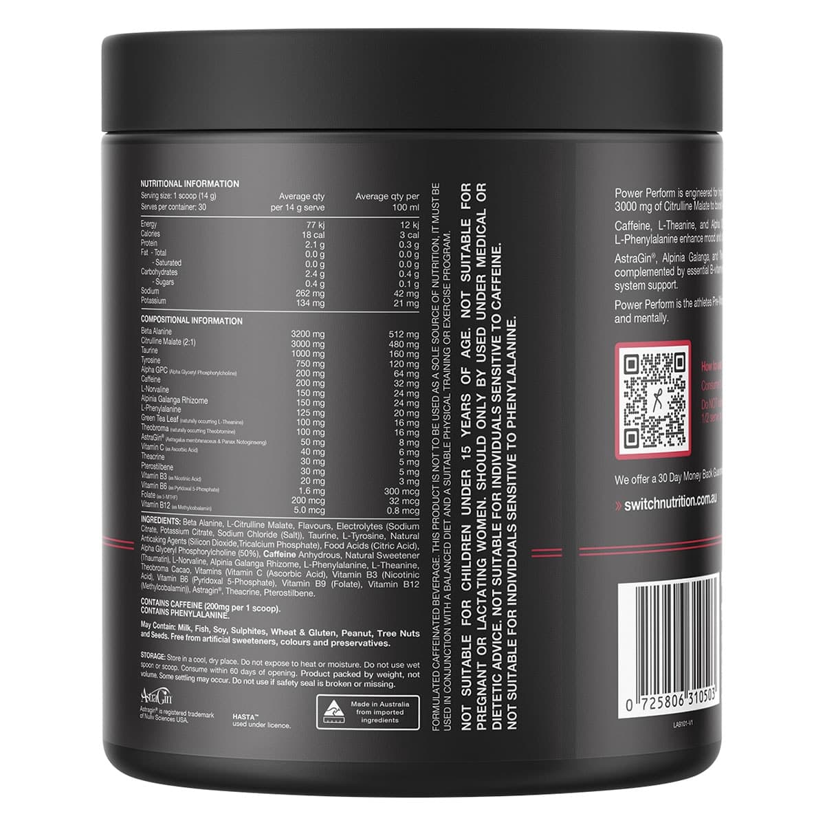 Thumbnail Switch Nutrition Power Perform Pre-Workout Blend Mango Passionfruit 420g