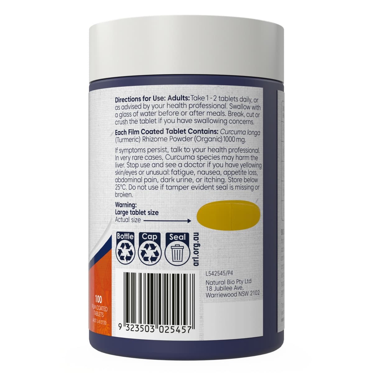 Thumbnail Bioglan Organic Turmeric High Strength 1000mg 100 Tablets