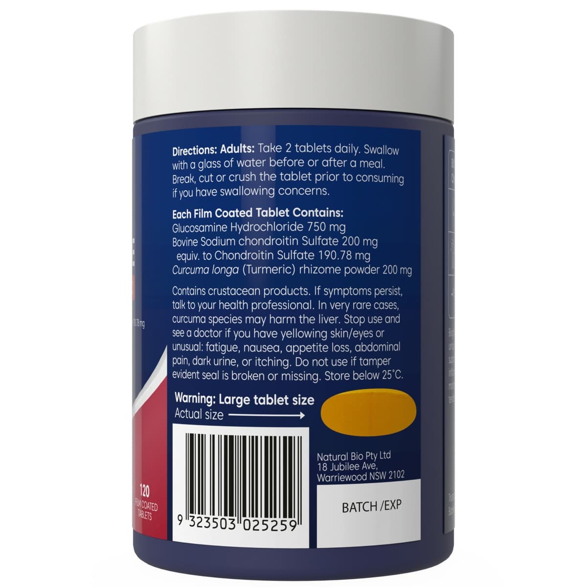 Thumbnail Bioglan Glucosamine Chondroitin + Turmeric 120 Tablets