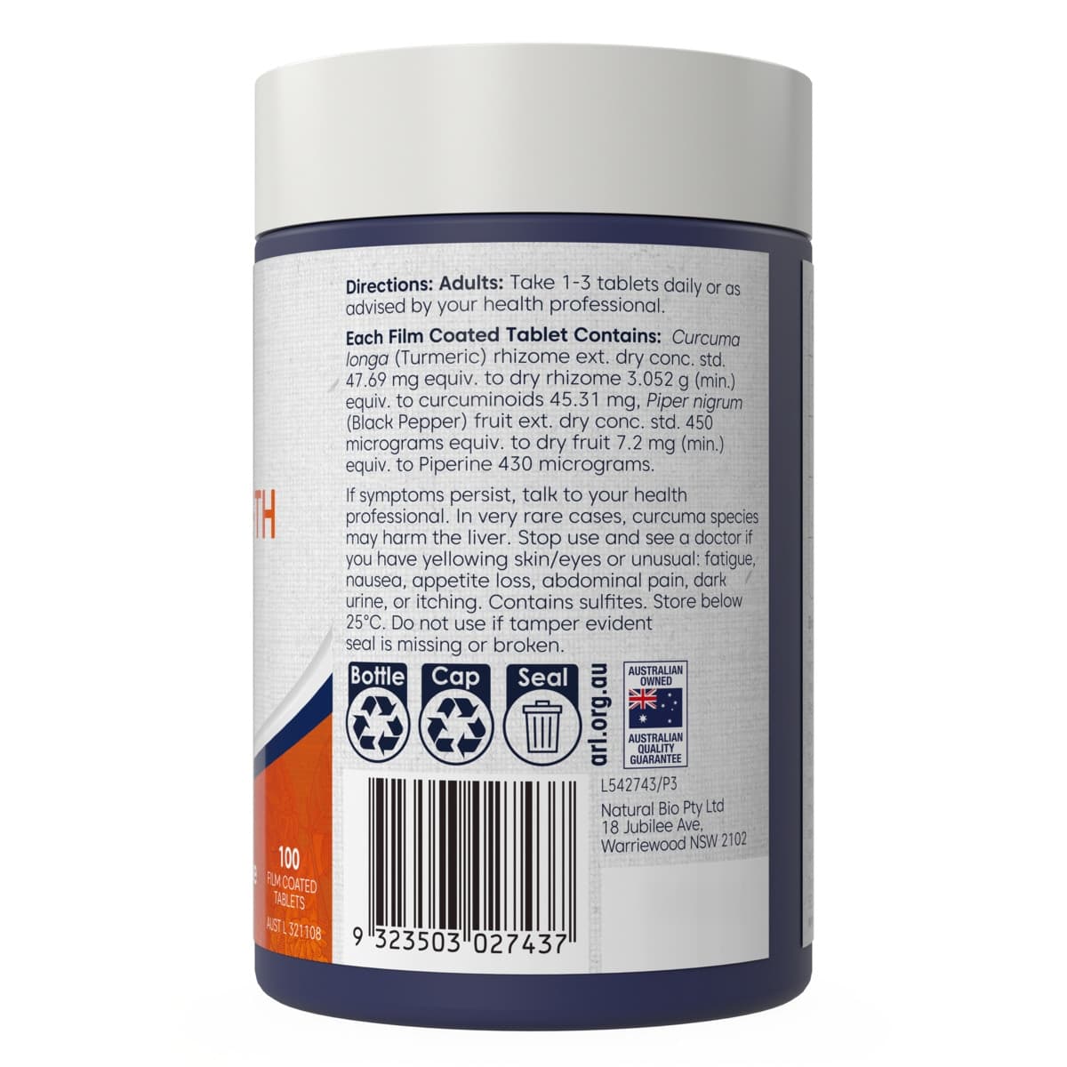 Thumbnail Bioglan Hi-Zorb Triple Strength Turmeric 100 Tablets