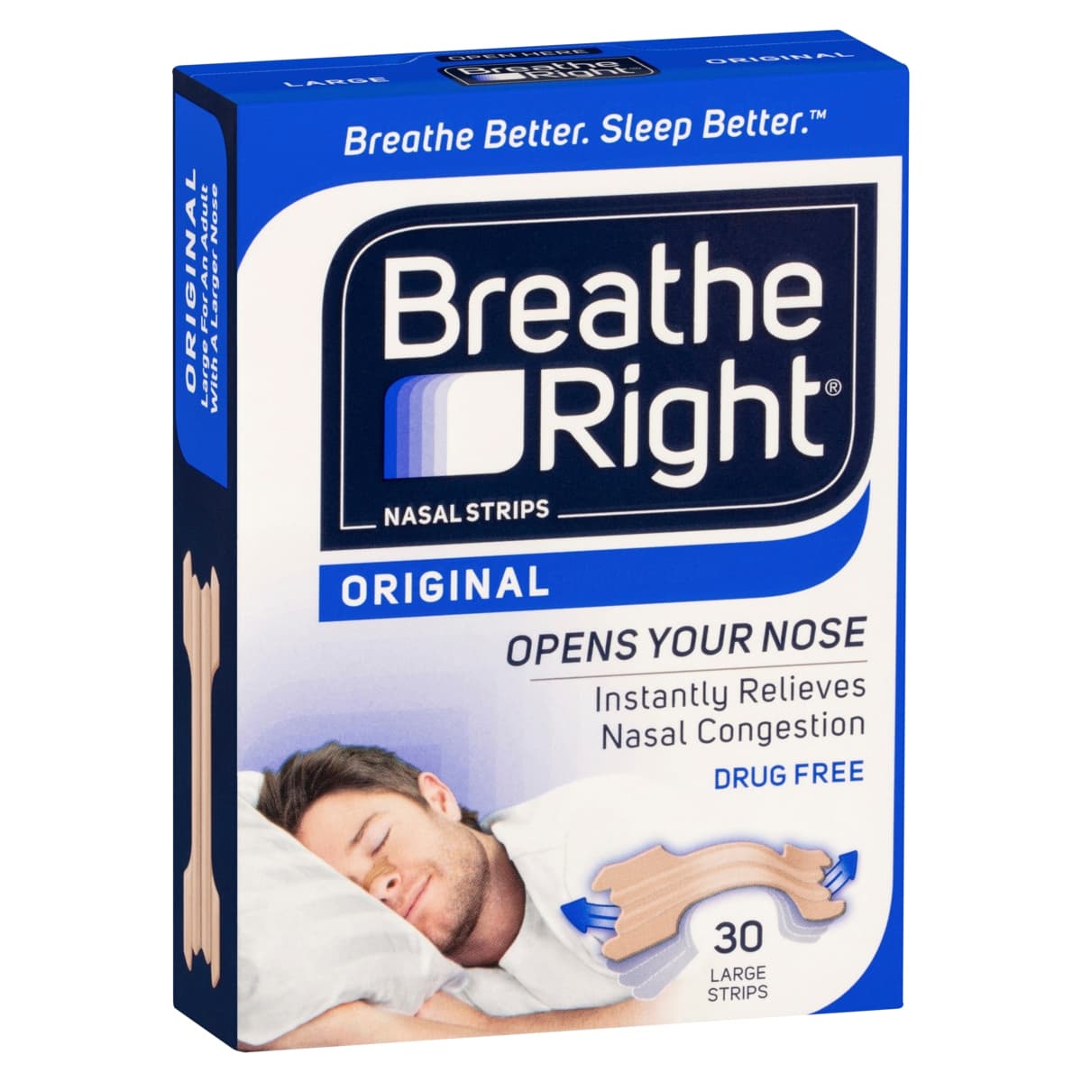 Thumbnail Breathe Right Nasal Strips Original Tan L 30 Pack