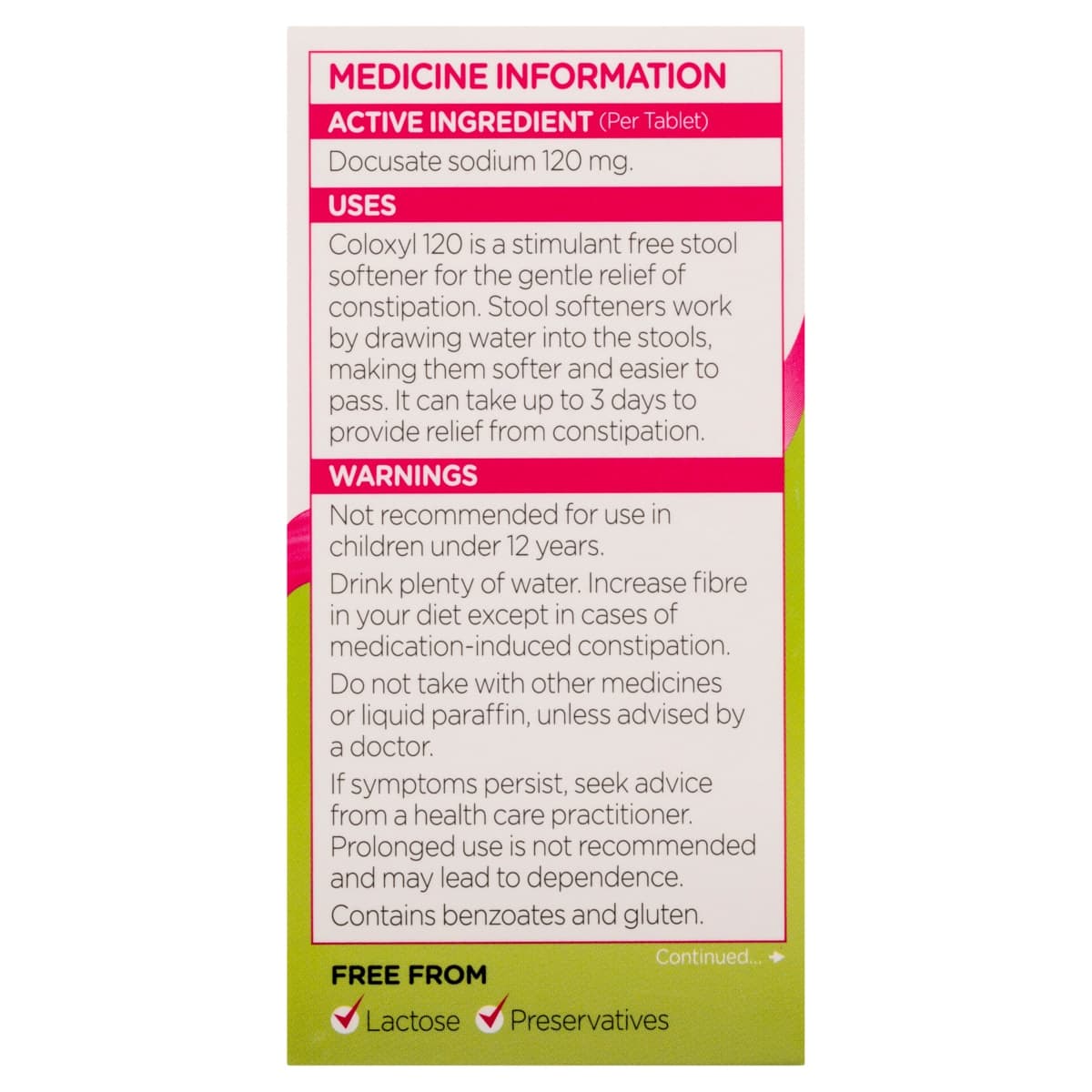 Thumbnail Coloxyl 120mg Constipation Relief 100 Tablets