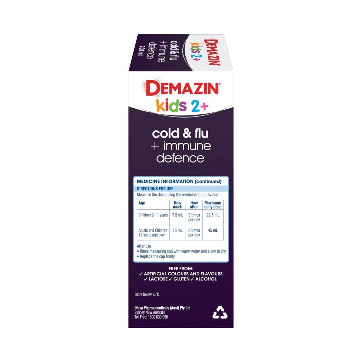 Thumbnail Demazin Kids 2+ Cold & Flu + Immune Defence Syrup Berry 200ml