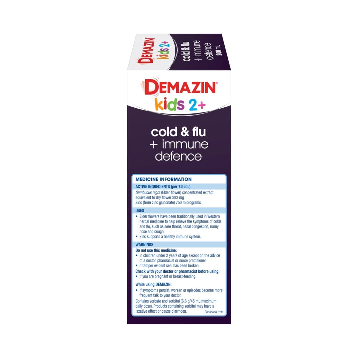 Thumbnail Demazin Kids 2+ Cold & Flu + Immune Defence Syrup Berry 200ml