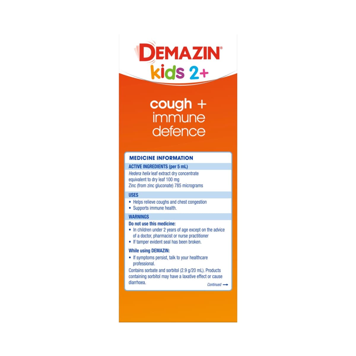Thumbnail Demazin Kids 2+ Years Cough + Immune Defence Syrup Berry 200ml