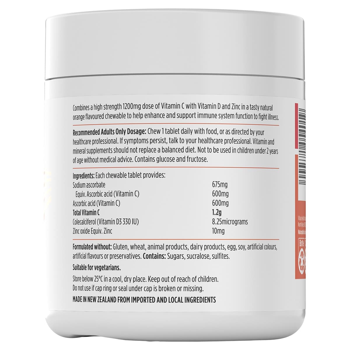 Thumbnail Nutra-Life High Strength Vitamin C + D + Zinc 120 Chewable Tablets