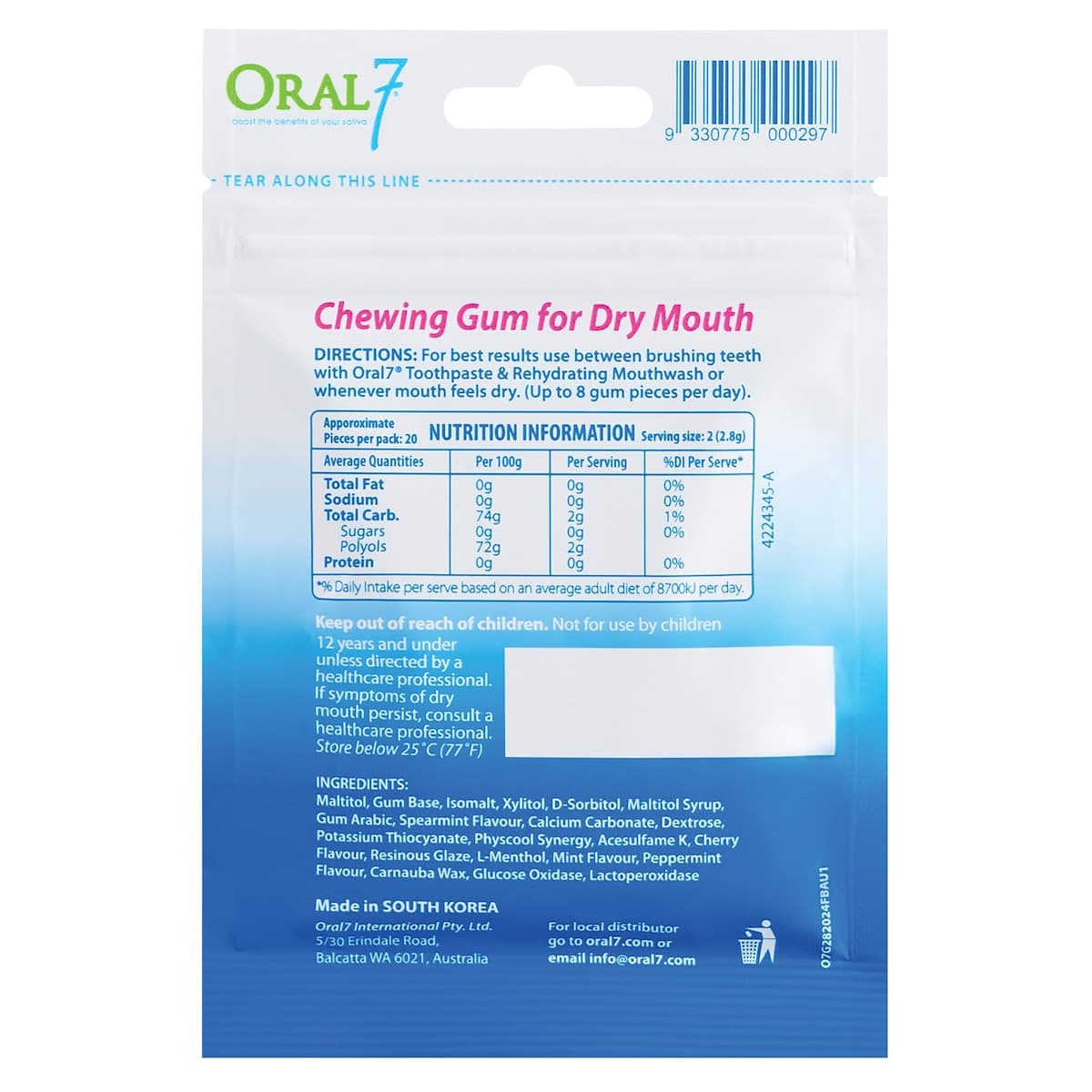 Thumbnail Oral Seven Moisturising Dry Mouth Gum 28g