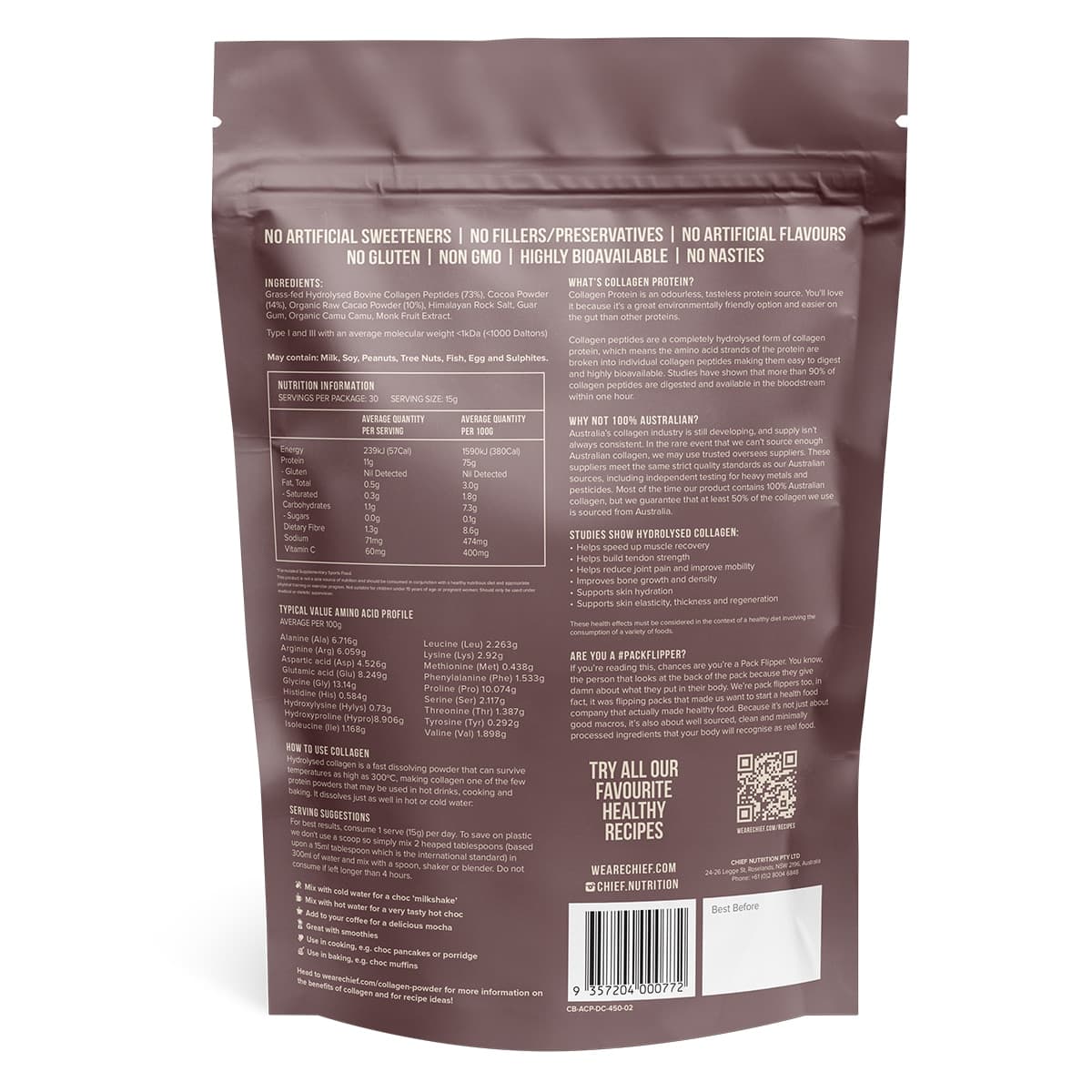 Thumbnail Chief Collagen Protein Powder Dark Choc 450g