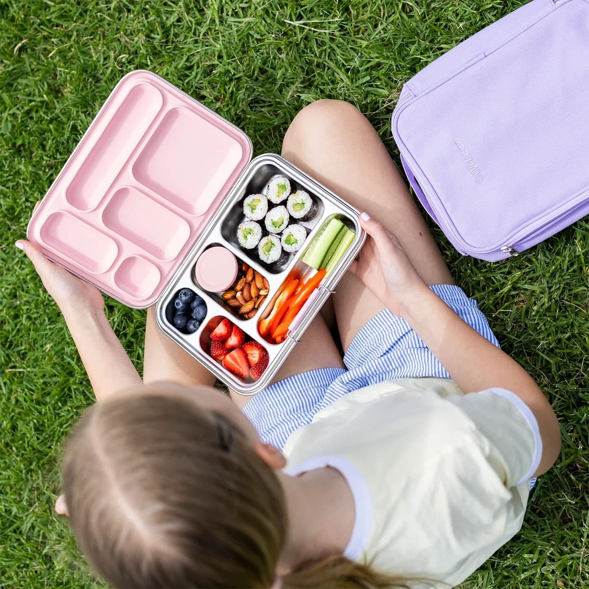 Thumbnail Ever Eco Stainless Steel 5 Compartment Bento Lunch Box Sorbet