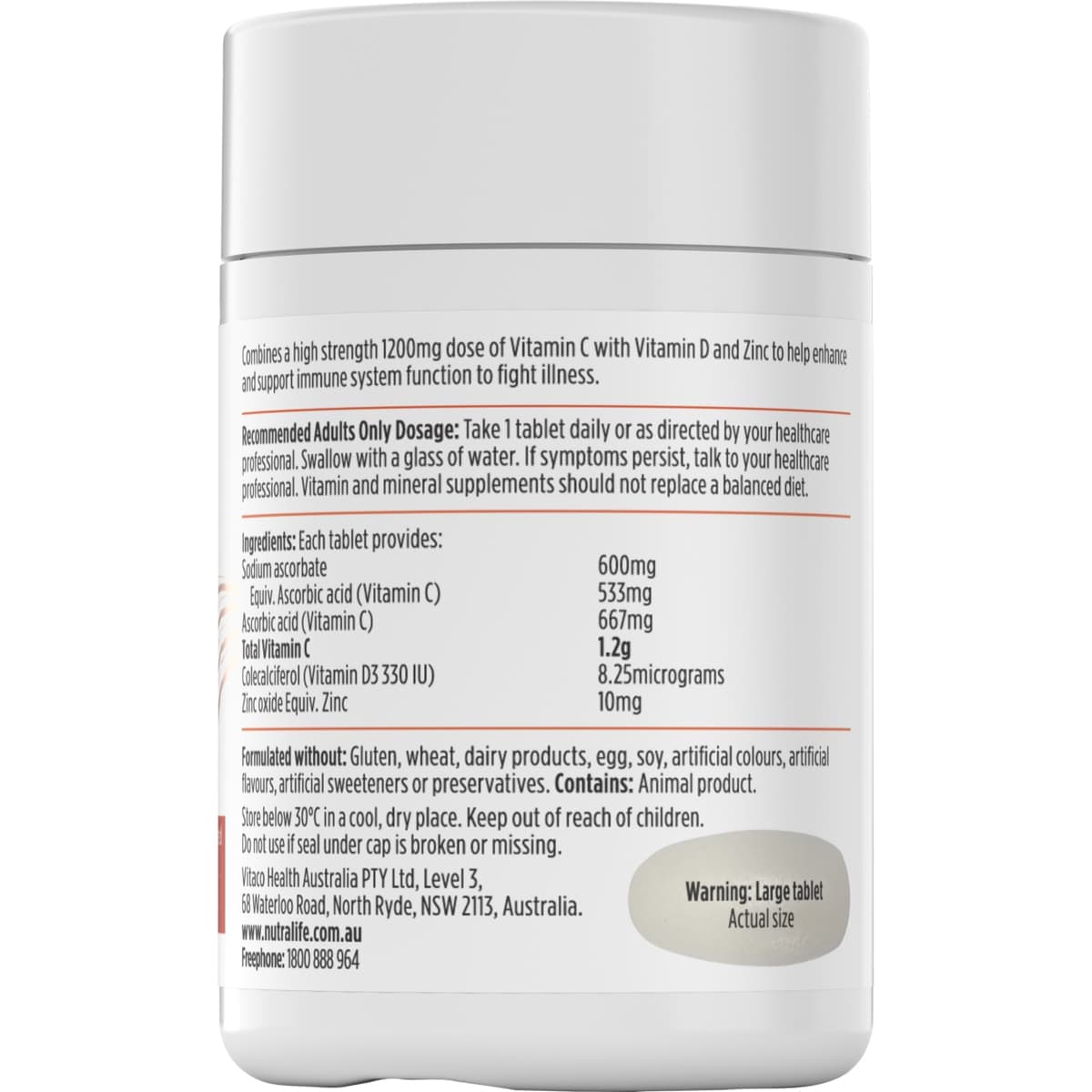 Thumbnail Nutra-Life High Strength Vitamin C & D + Zinc 60 Tablets