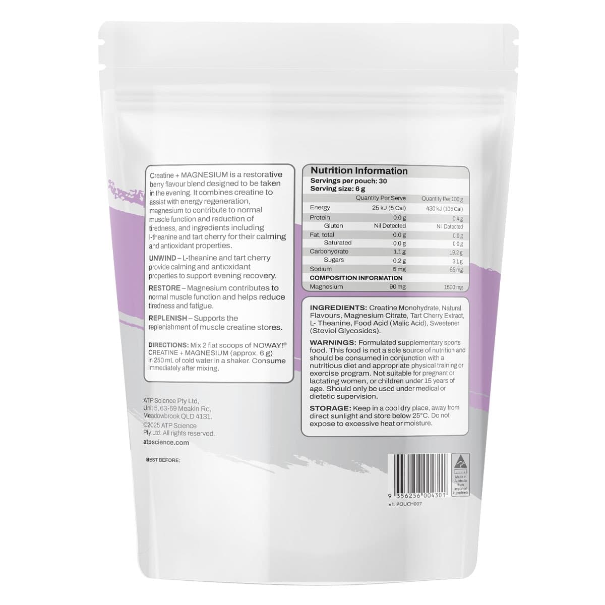 Thumbnail ATP Science Noway Creatine & Magnesium Powder Mixed Berry 180g