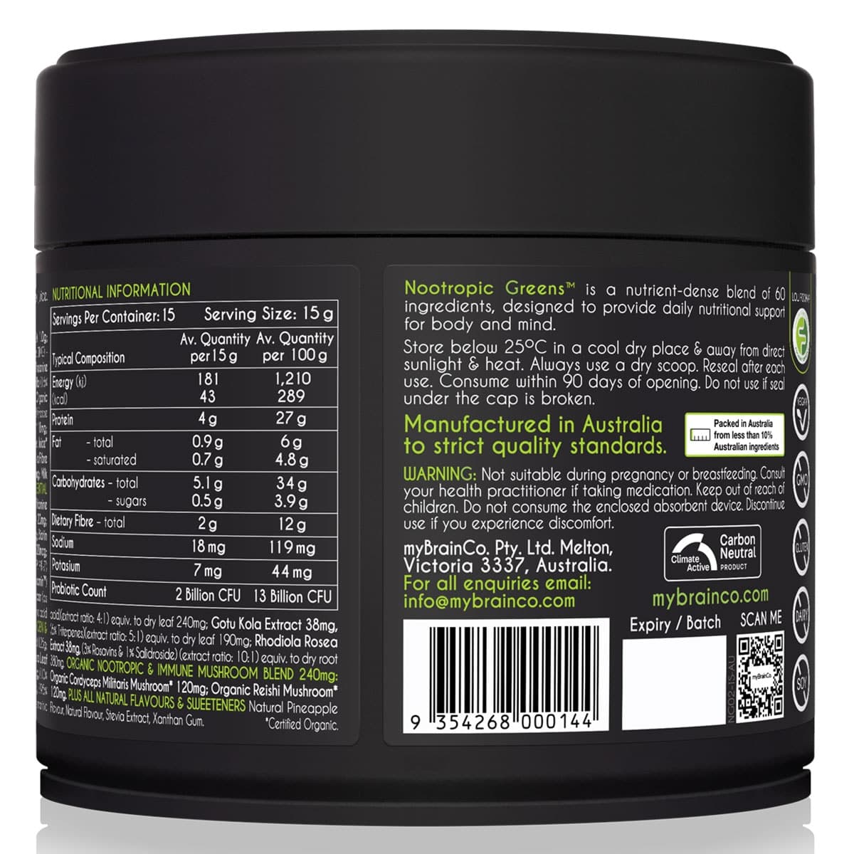 Thumbnail Mybrainco Nootropic Greens Powder 225g