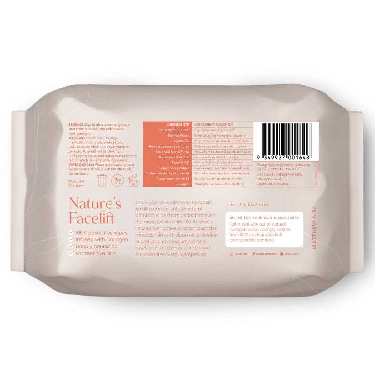Thumbnail Haleco by Luvme Collagen Face Wipes 20 Pack