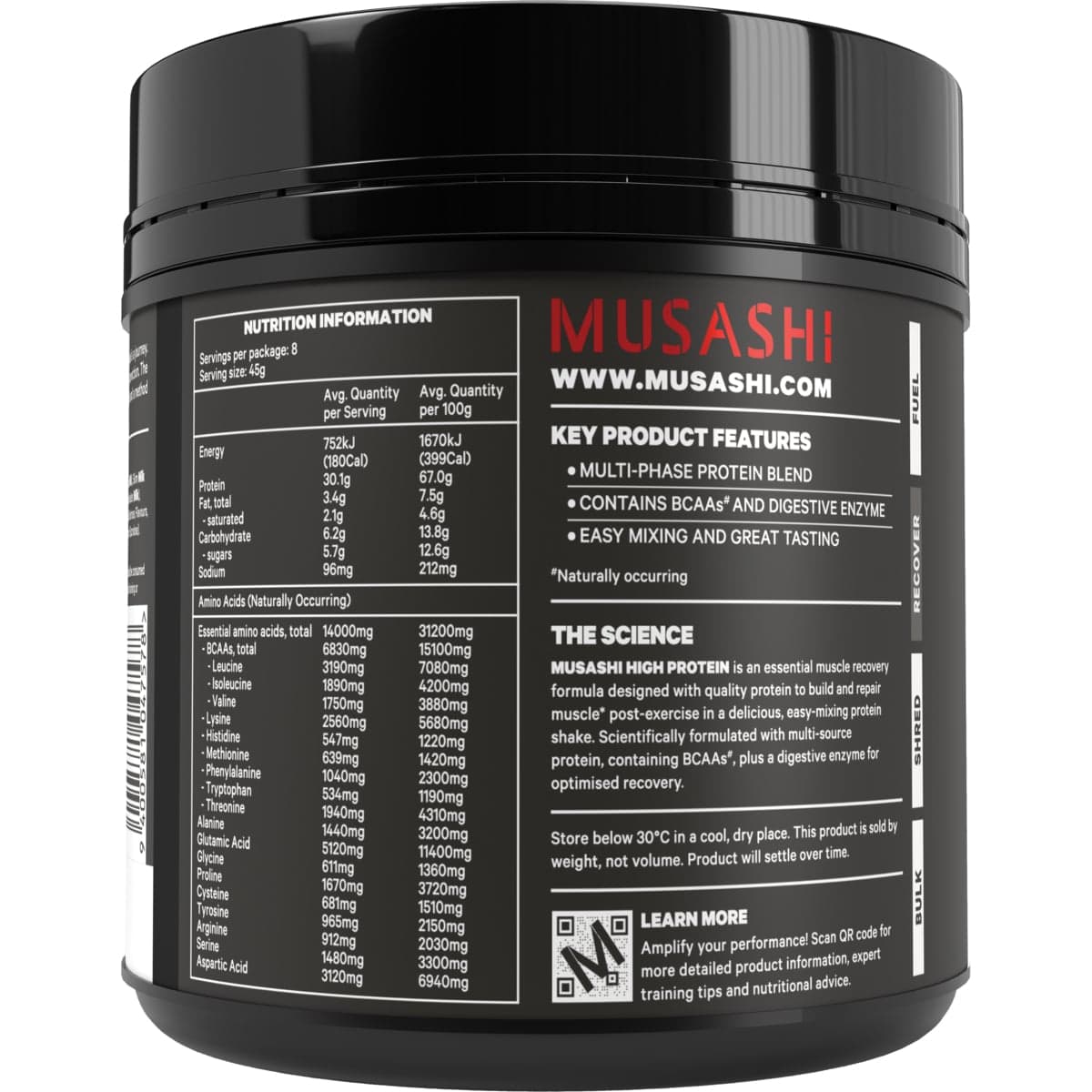 Thumbnail Musashi High Protein Powder Chocolate 375g