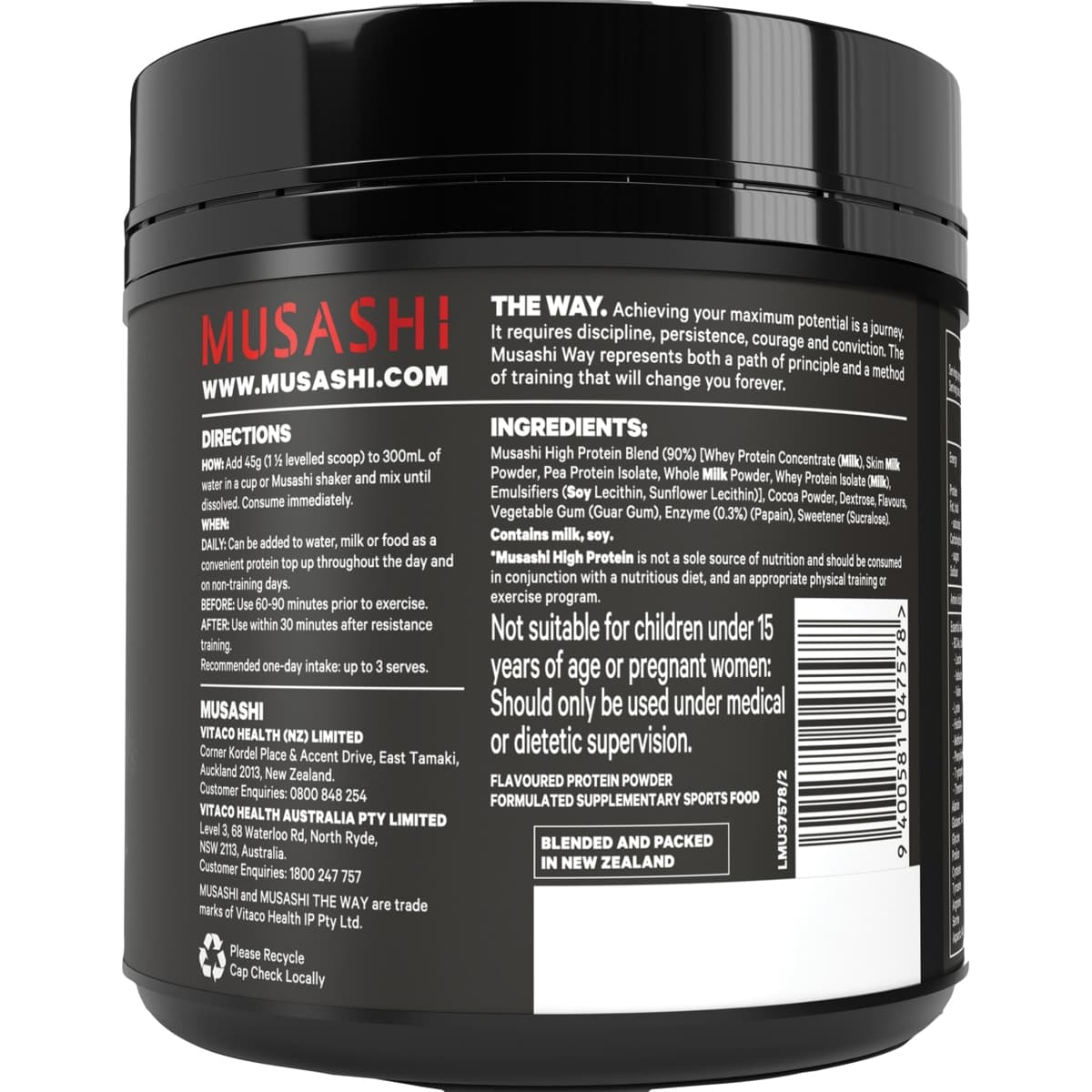 Thumbnail Musashi High Protein Powder Chocolate 375g
