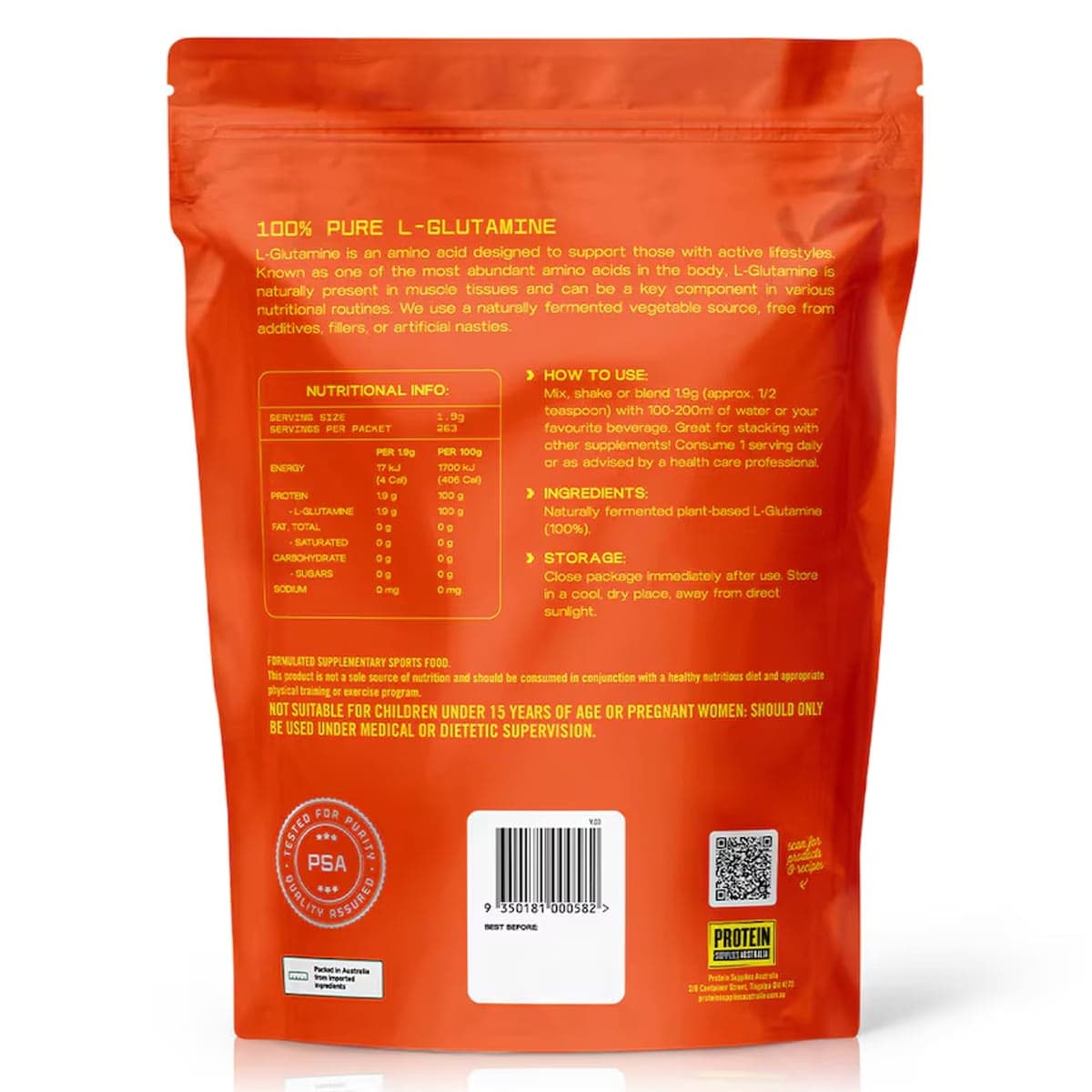 Thumbnail Protein Supplies Australia L-Glutamine 500g