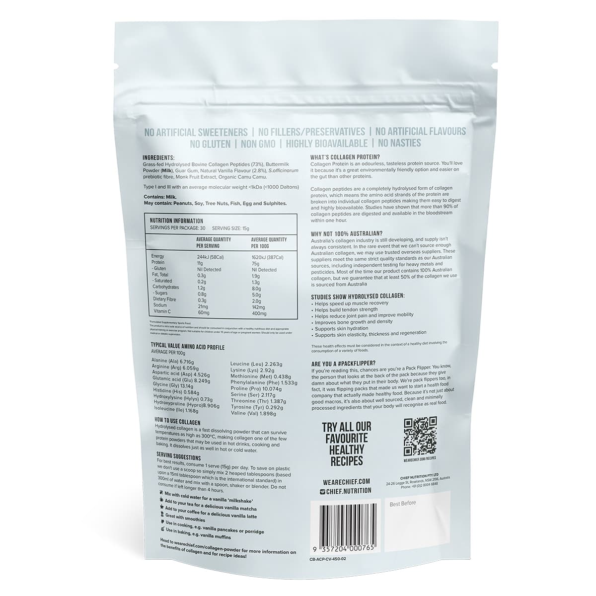 Thumbnail Chief Collagen Protein Powder Creamy Vanilla 450g