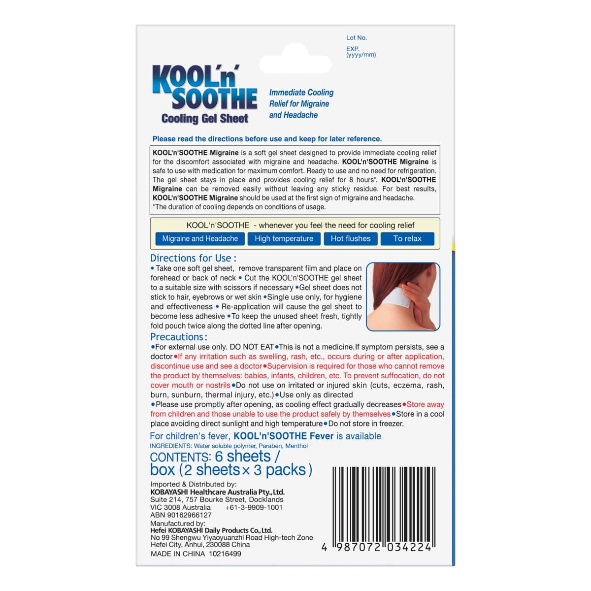 Thumbnail Kool 'n Soothe Migraine & Headache Relief Strips 6 Sheets
