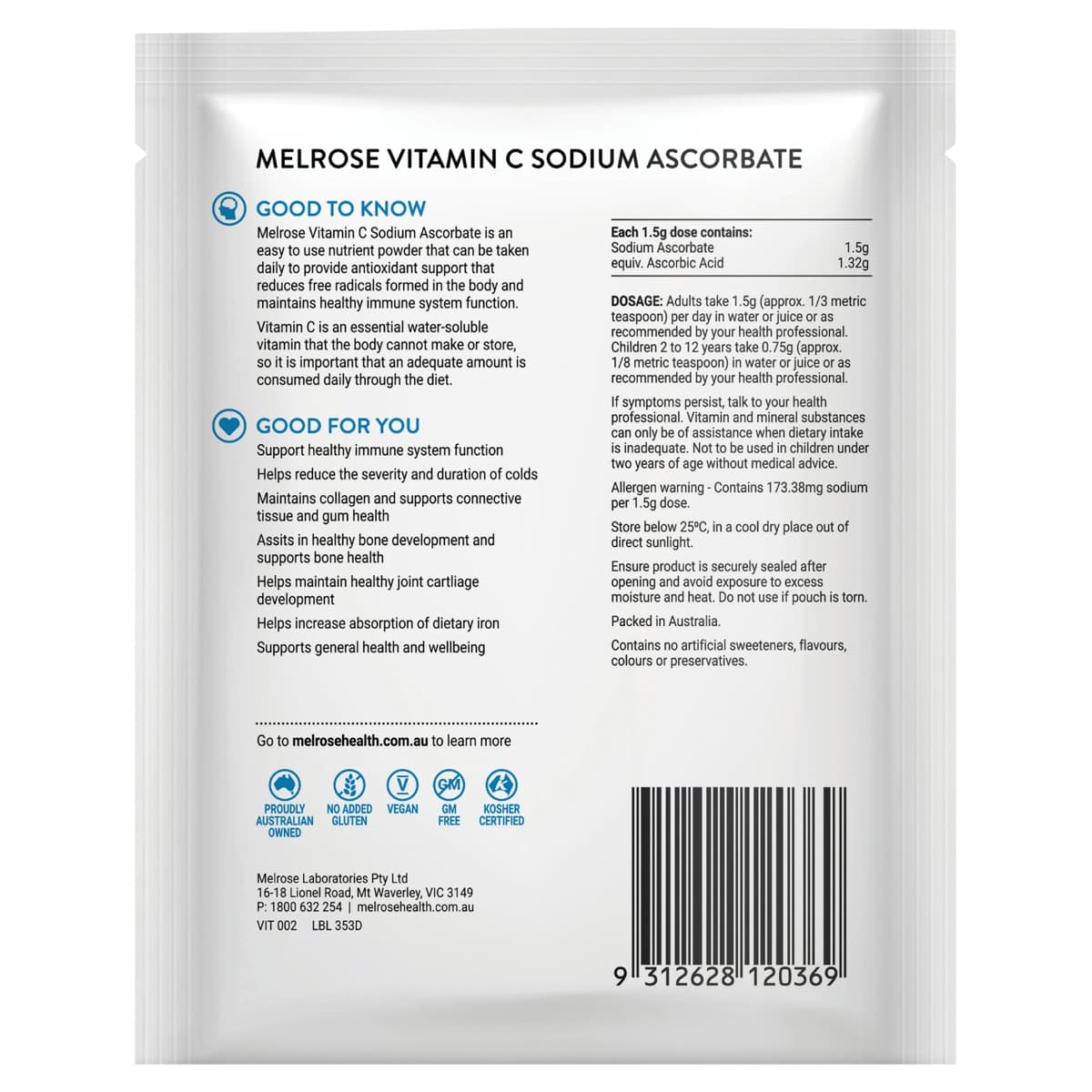 Thumbnail Melrose Vitamin C Sodium Ascorbate Powder 125g