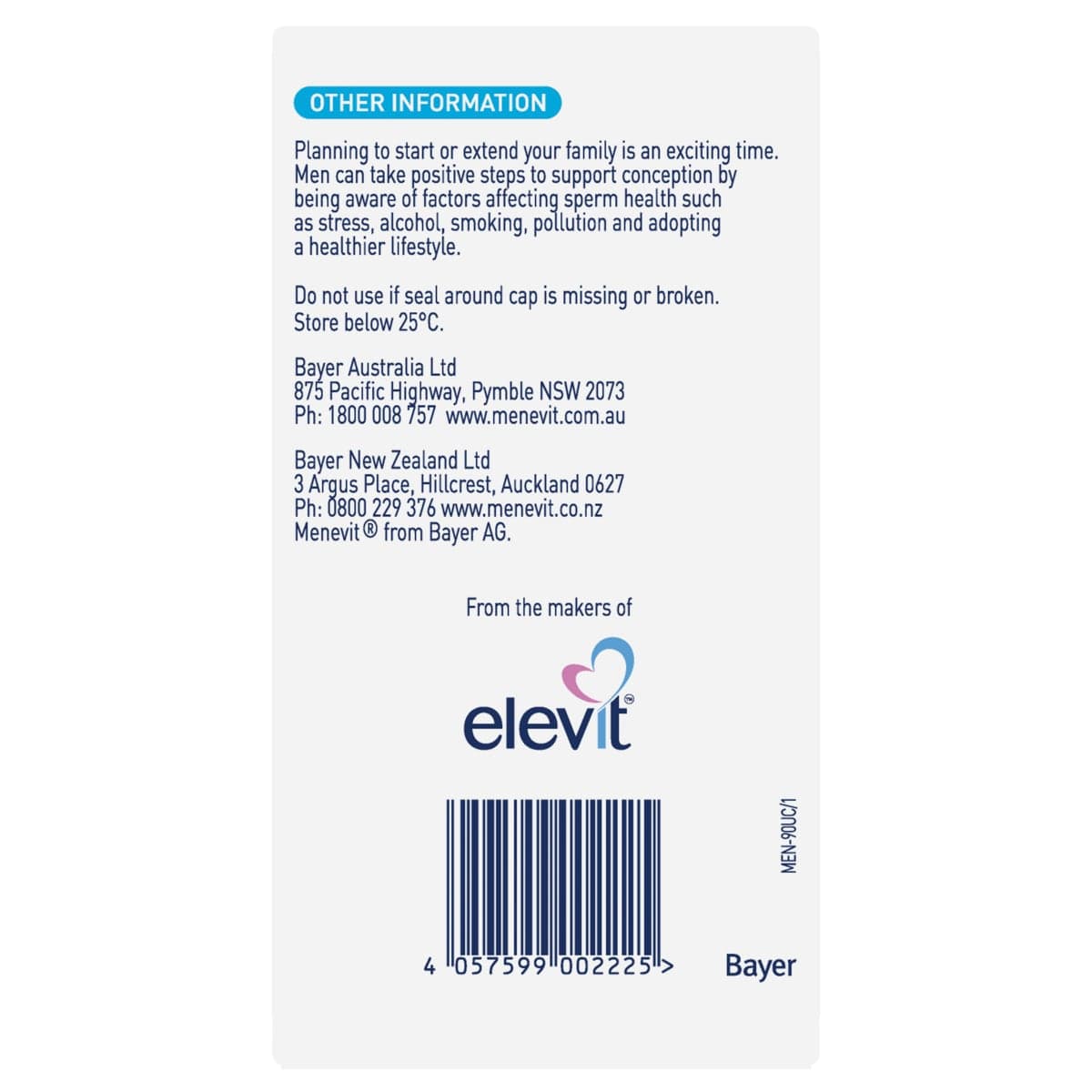 Thumbnail Menevit Pre Conception Sperm Health 90 Capsules