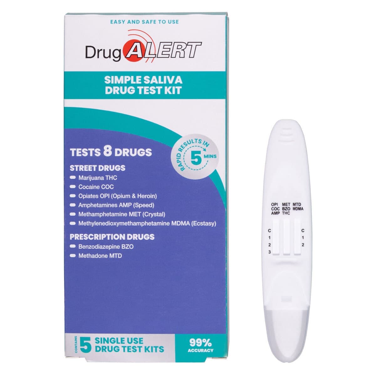 Thumbnail Drug Alert Multi Drug Saliva Self Testing Kit 5 Pack