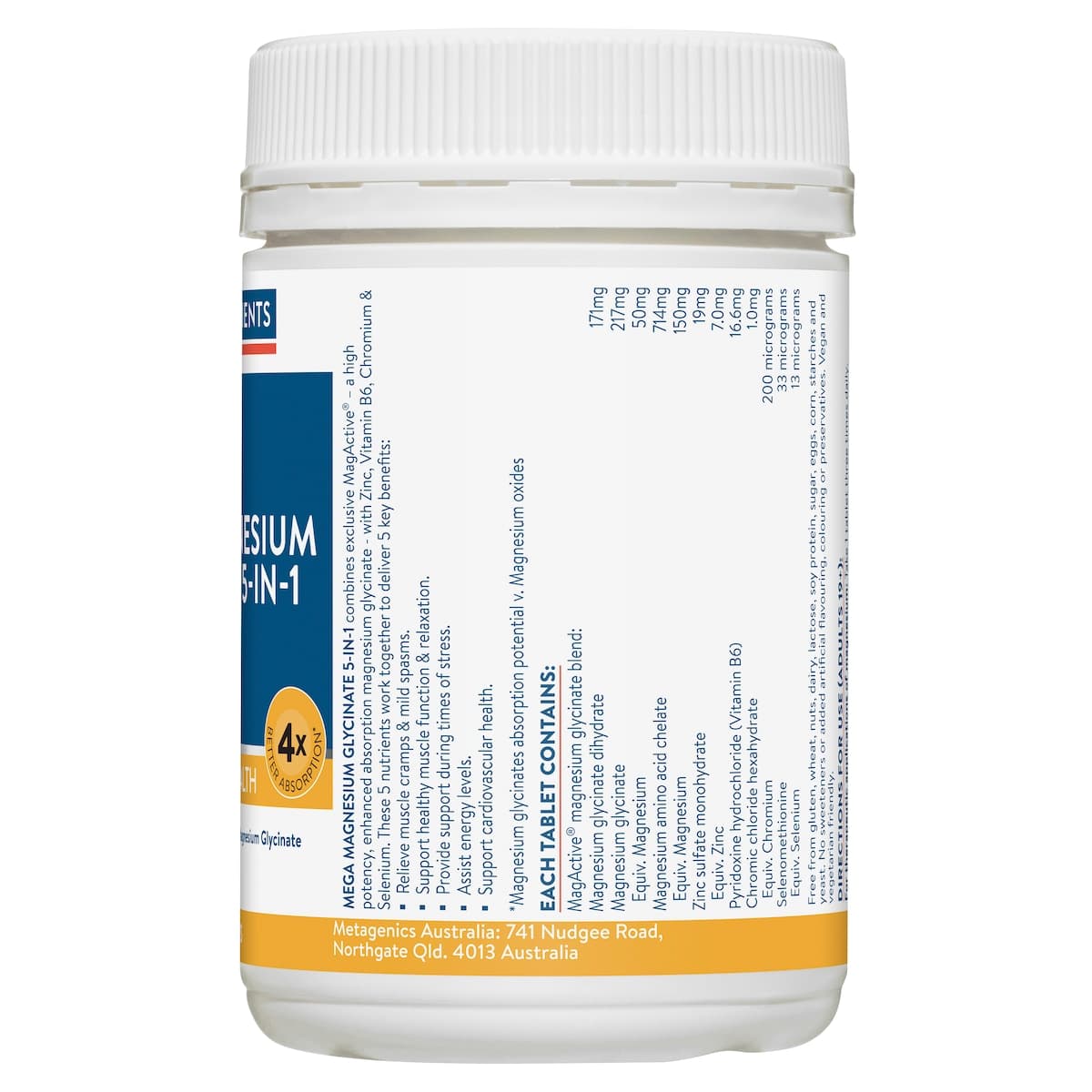 Thumbnail Ethical Nutrients Mega Magnesium Glyciniate 5-in-1 120 Tablets