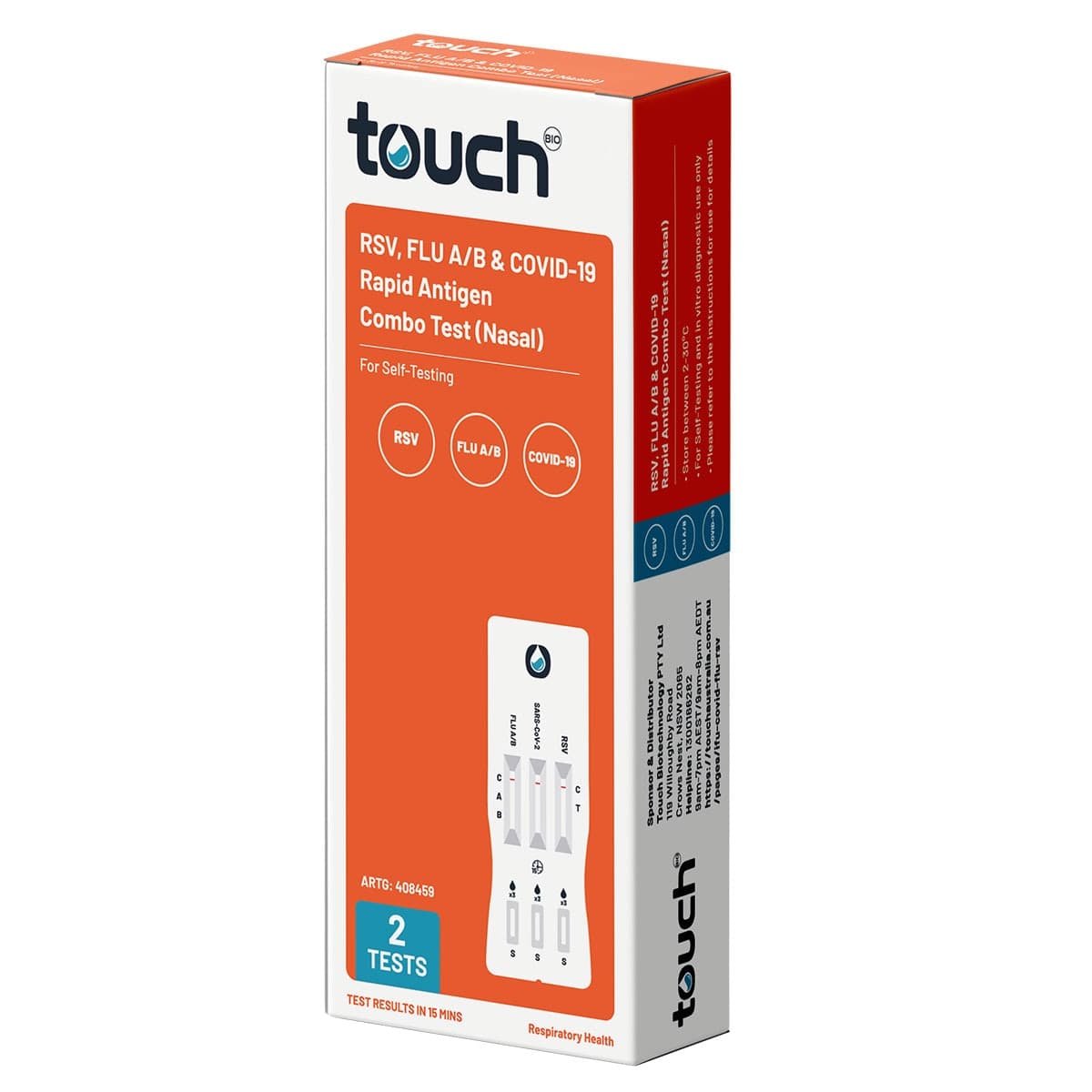Thumbnail TouchBio RSV Flu A/B & Covid-19 Rapid Antigen Test 2 Pack
