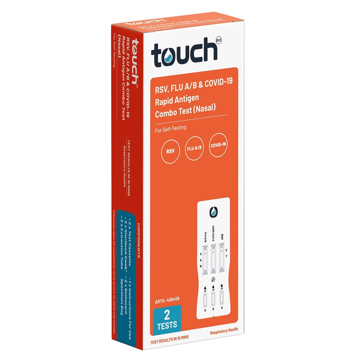 Thumbnail TouchBio RSV Flu A/B & Covid-19 Rapid Antigen Test 2 Pack