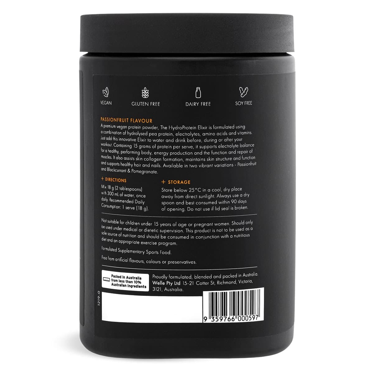 Thumbnail WelleCo The HydroProtein Elixir Protein Water Passionfruit 270g