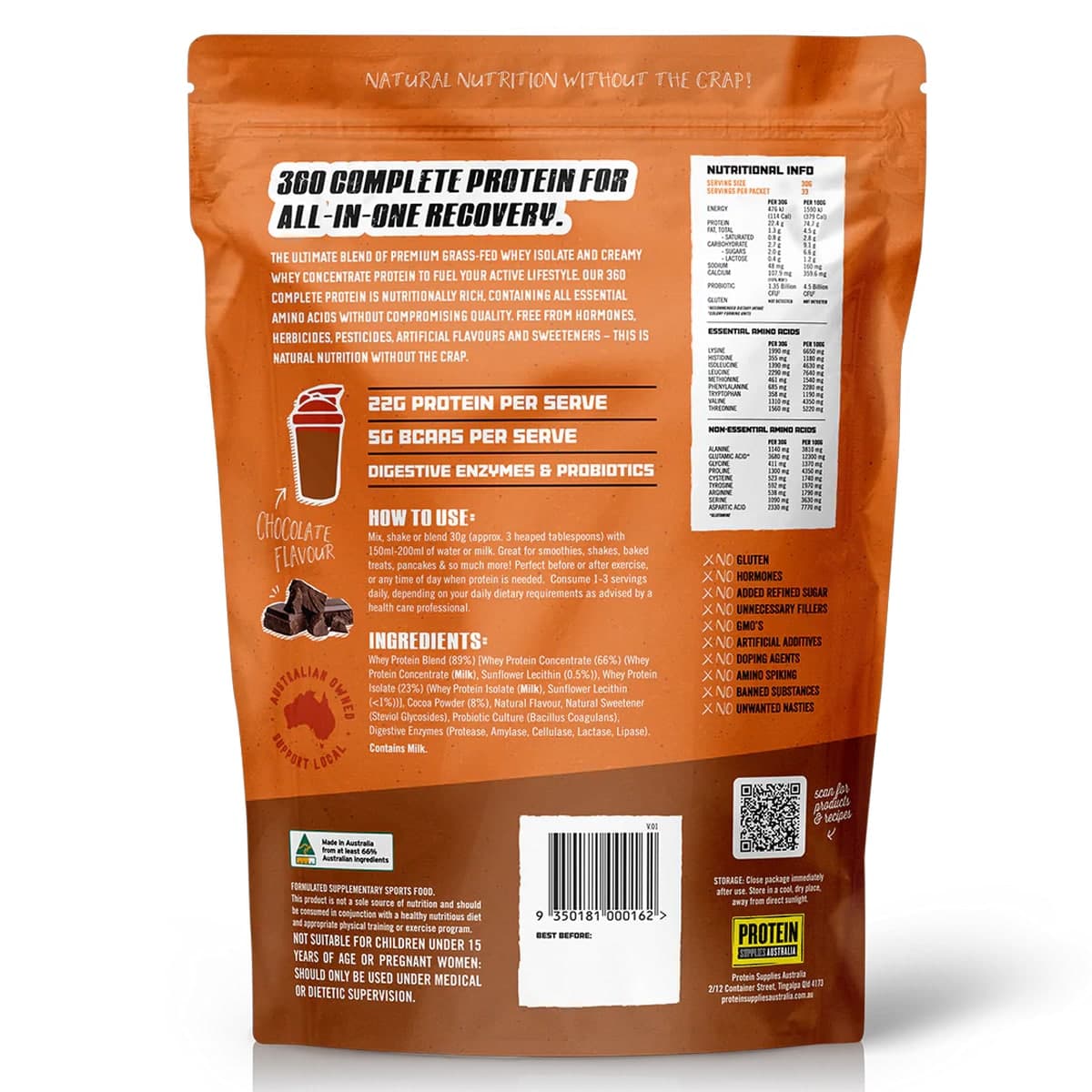 Thumbnail Protein Supplies Australia 360 Whey Protein Powder Chocolate 1kg