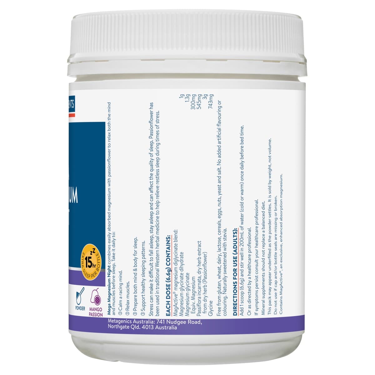 Thumbnail Ethical Nutrients Mega Magnesium Night Powder Mango Passion 272g