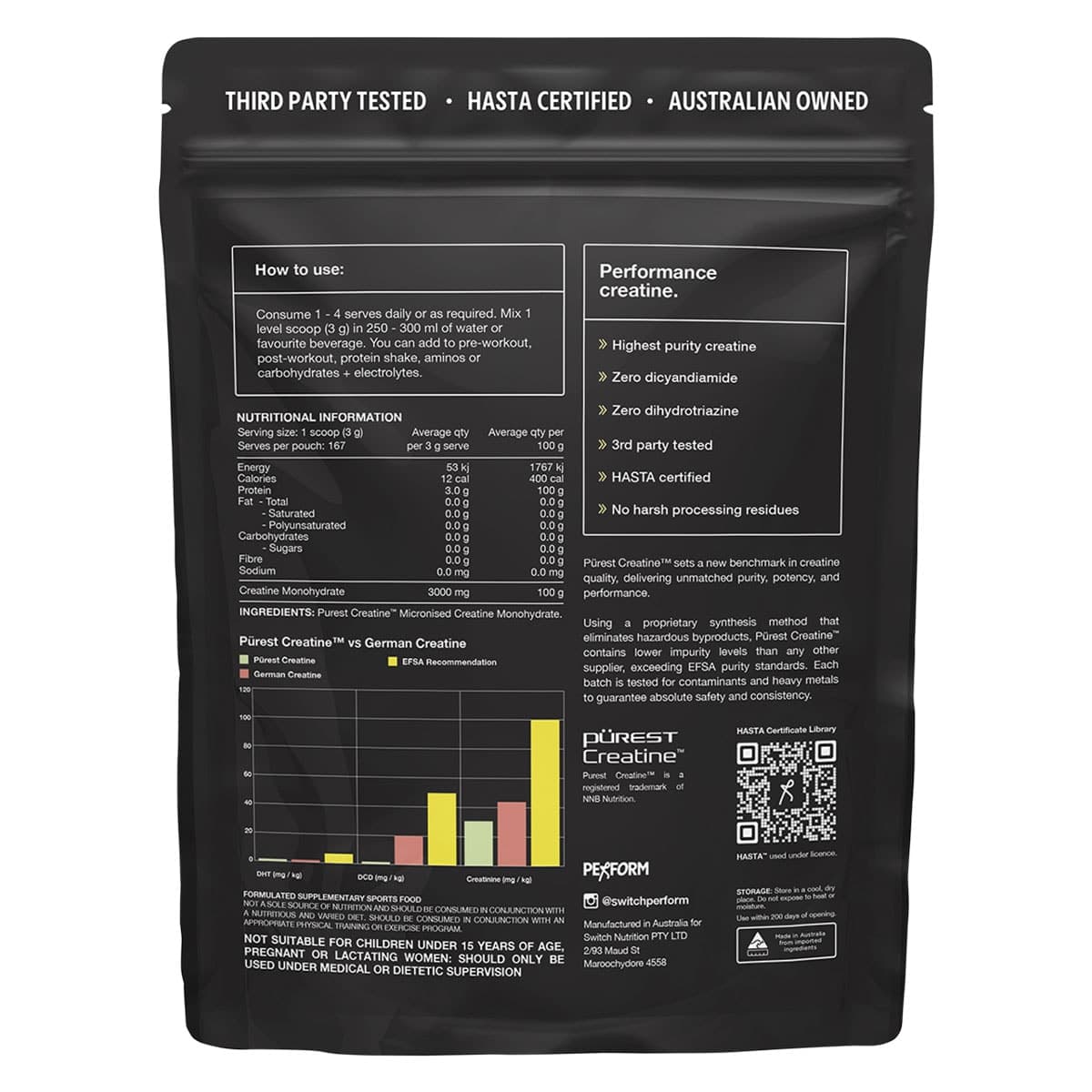 Thumbnail Switch Nutrition Perform Purest Creatine Monohydrate Powder 500g