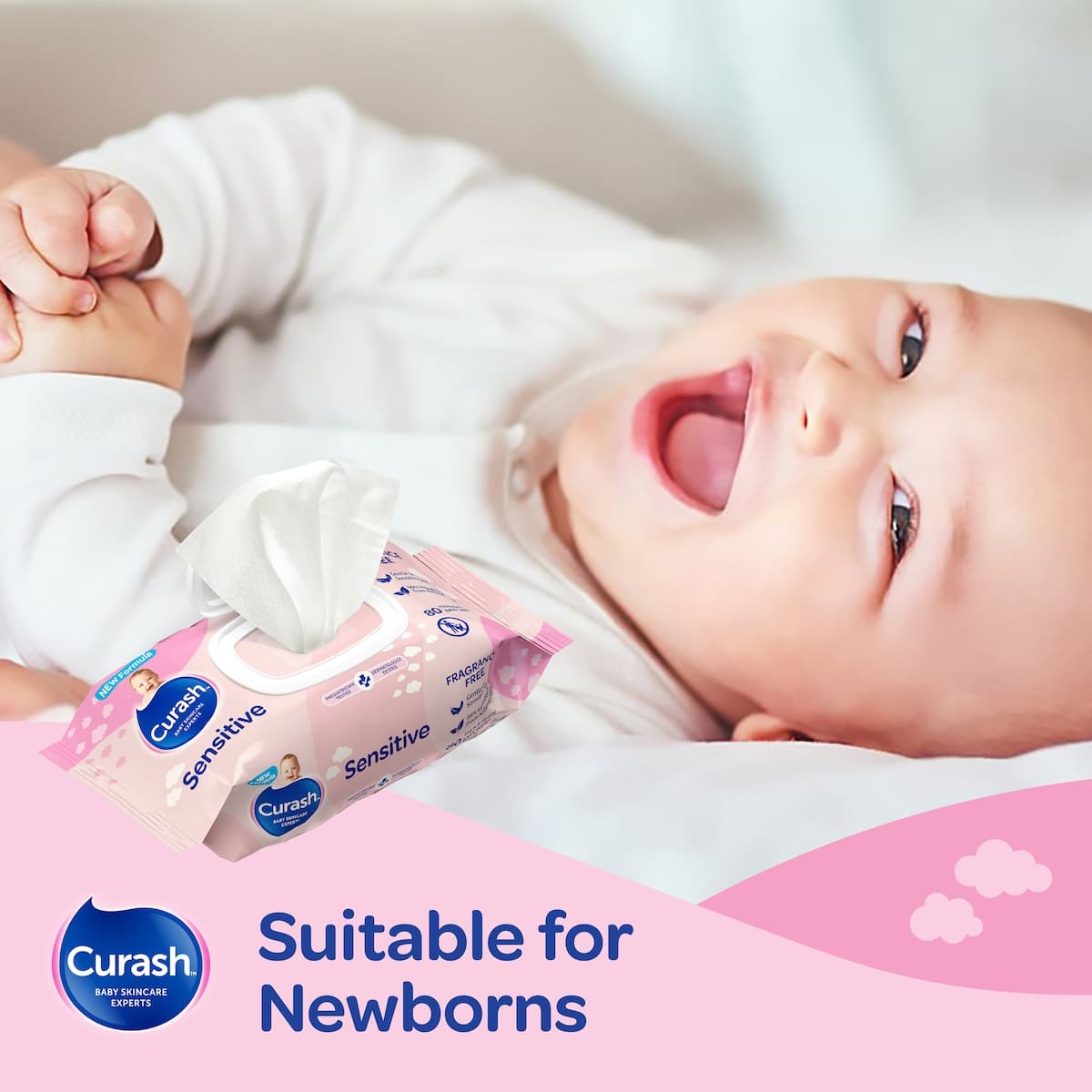 Thumbnail Curash Baby Wipes Fragrance Free 3 x 80 Pack