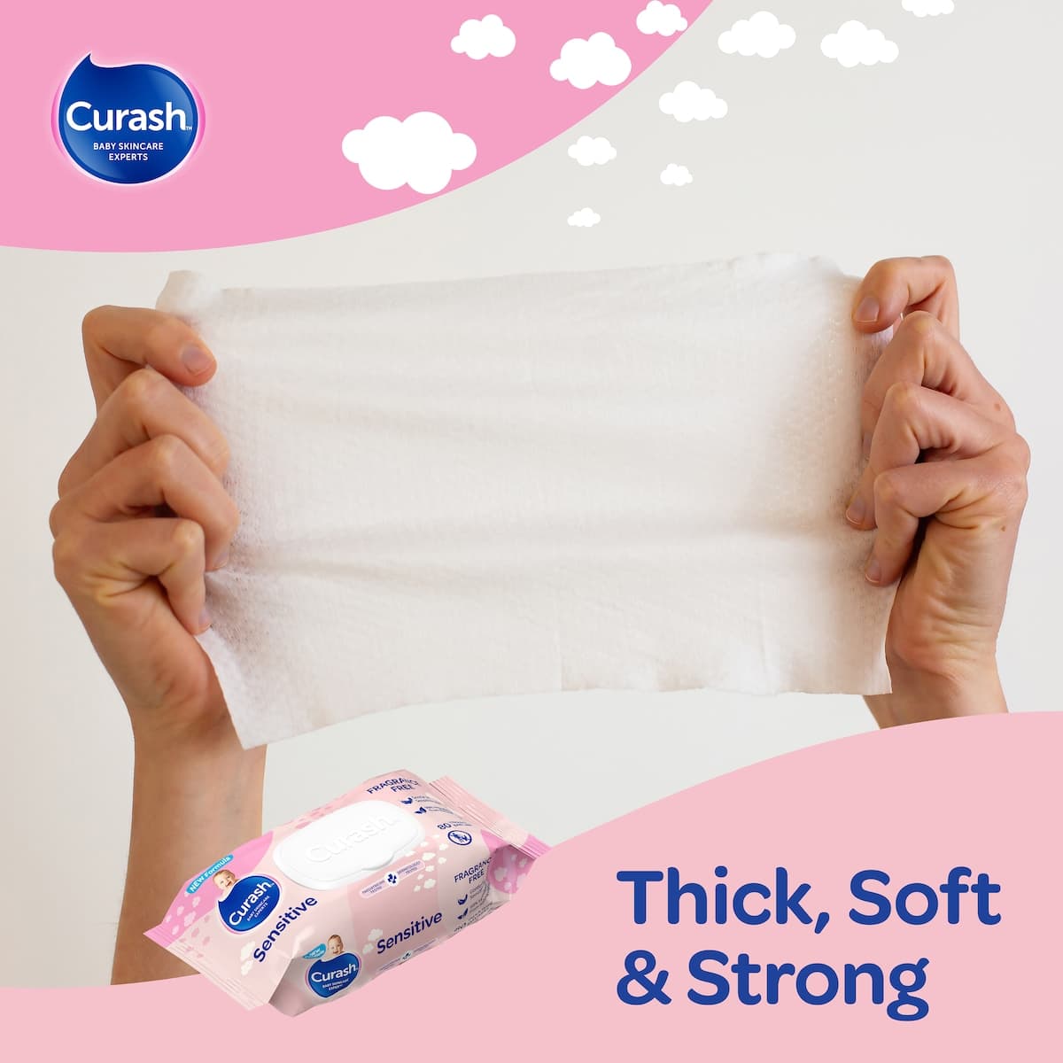 Thumbnail Curash Baby Wipes Fragrance Free 3 x 80 Pack