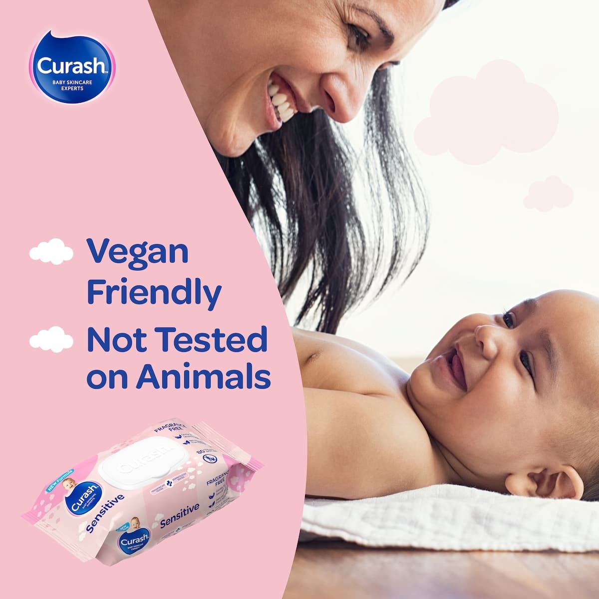 Thumbnail Curash Baby Wipes Fragrance Free 3 x 80 Pack