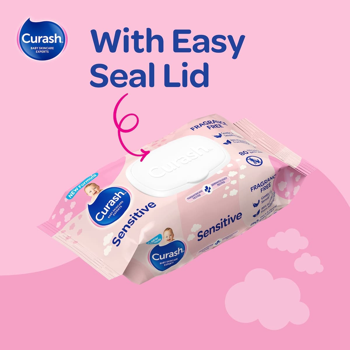 Thumbnail Curash Baby Wipes Fragrance Free 3 x 80 Pack