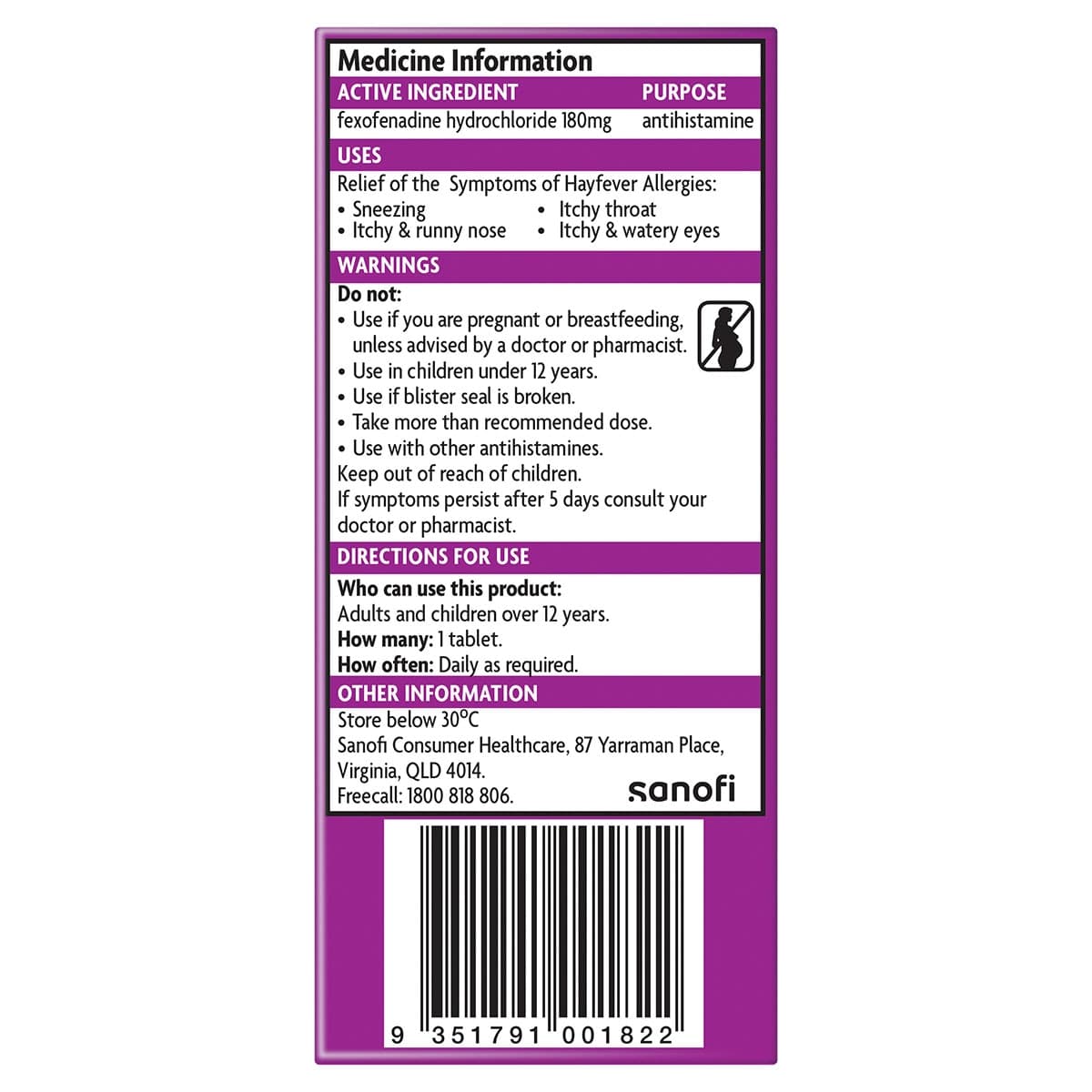 Thumbnail Telfast Allergy & Hayfever Relief 180mg 10 Tablets