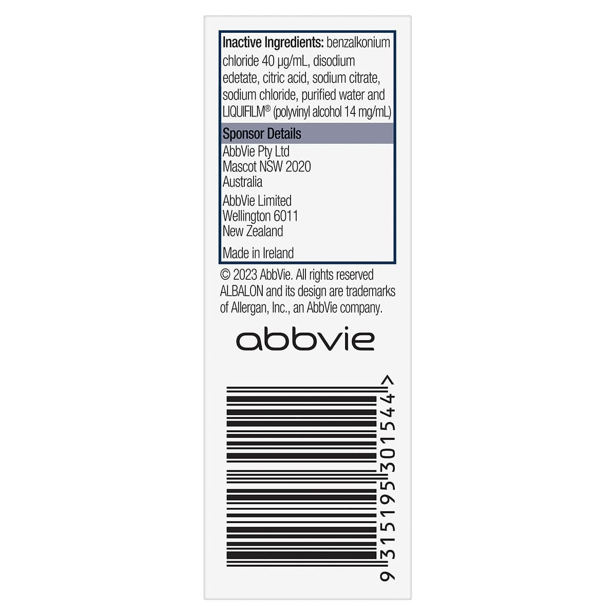 Thumbnail Albalon Eye Drops 0.1% 15ml