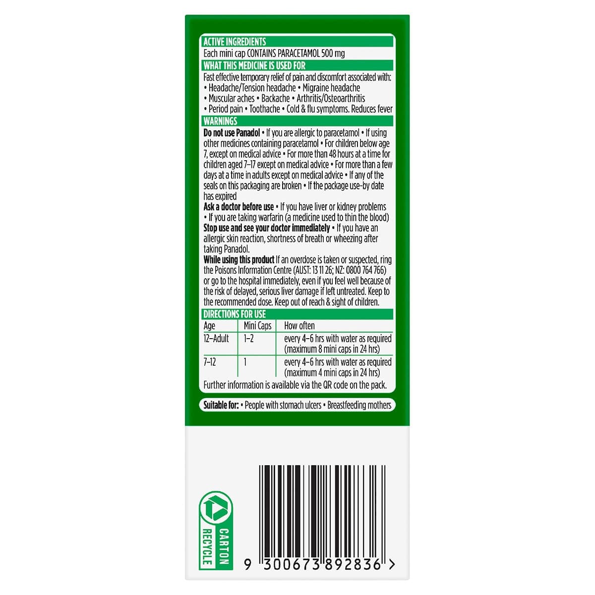 Thumbnail Panadol Mini Caps Pain Relief 48 Mini Caps
