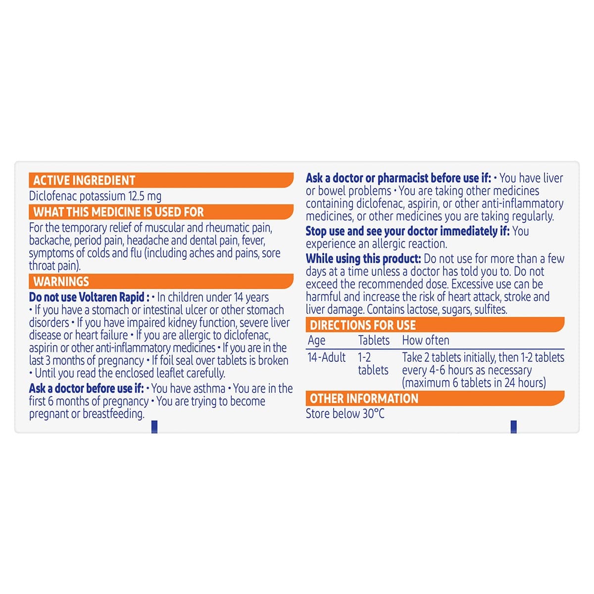 Thumbnail Voltaren Rapid 12.5mg Pain Relief 20 Tablets