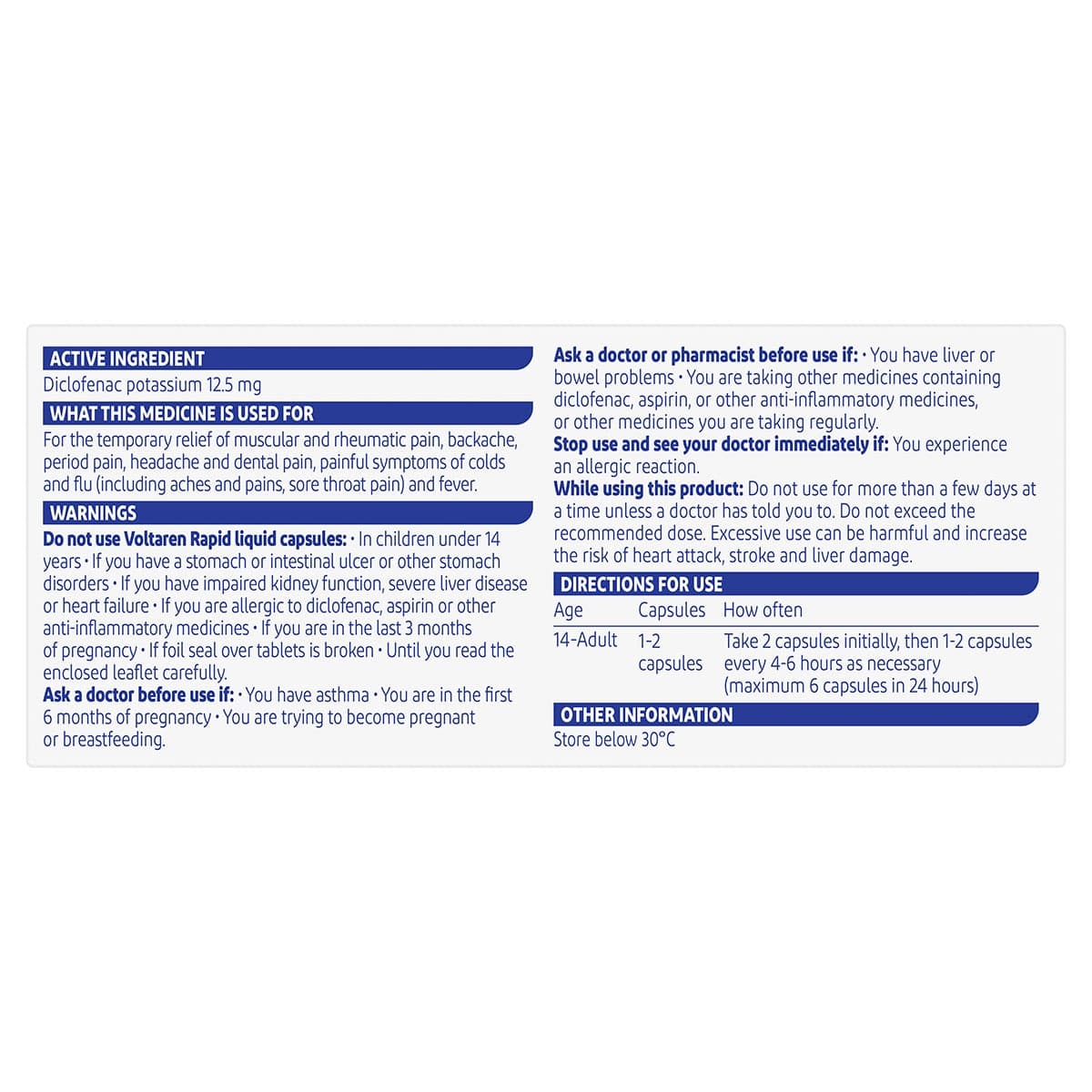 Thumbnail Voltaren Rapid 12.5mg Pain Relief 20 Liquid Caps