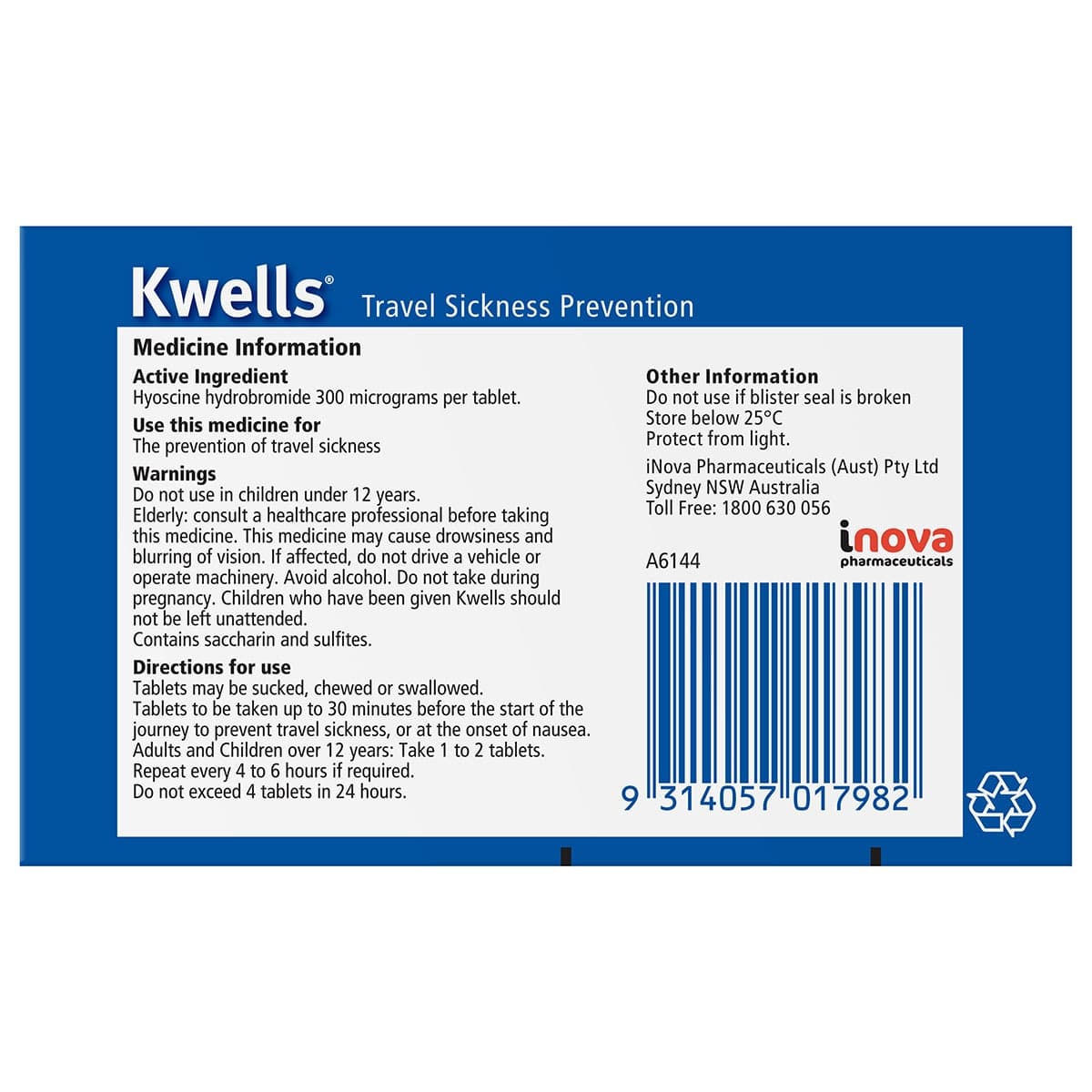 Thumbnail Kwells Adults Travel Sickness Tablets 12 Chewable Tablets