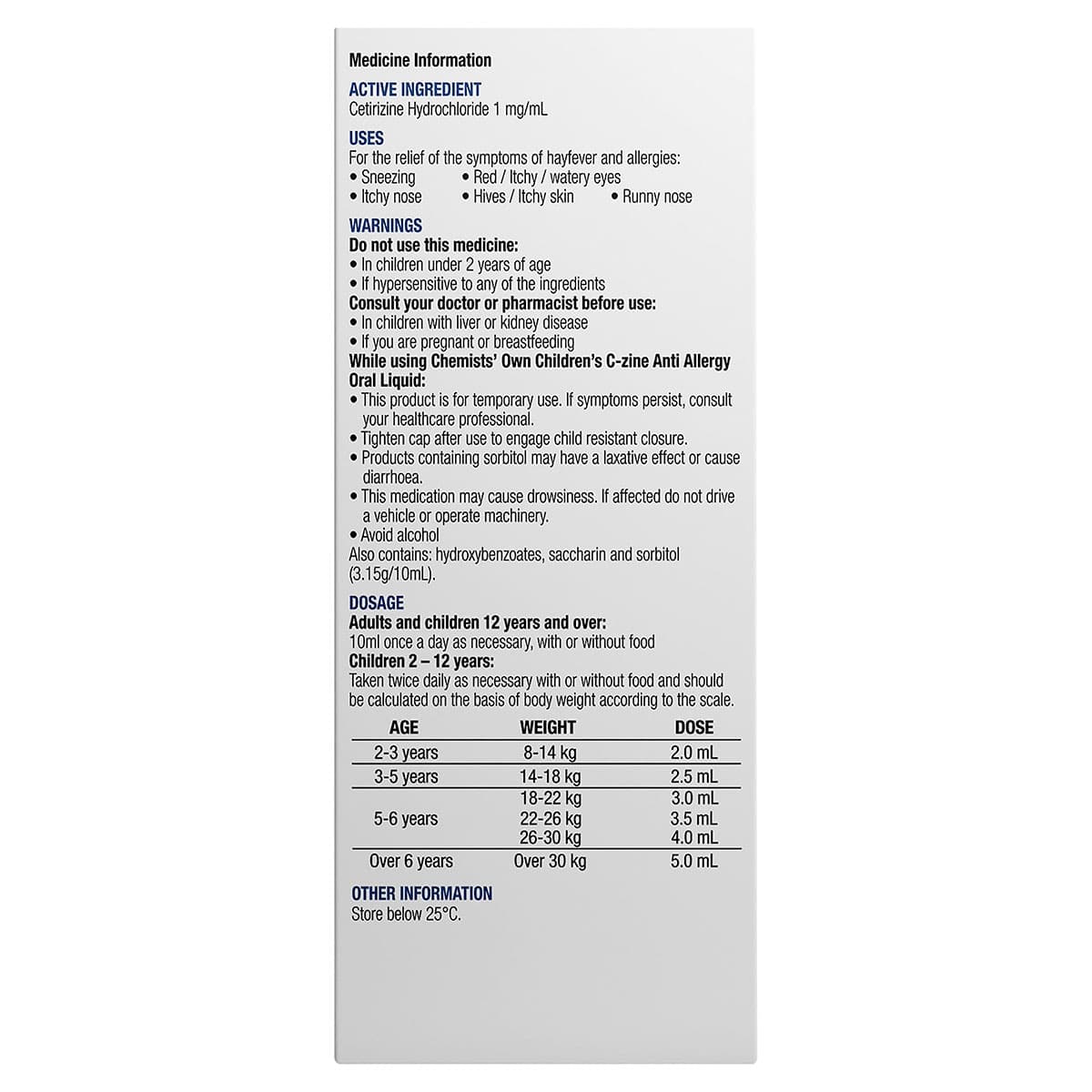 Thumbnail Chemists Own Children's C-Zine Anti-Allergy Oral Liquid 200ml