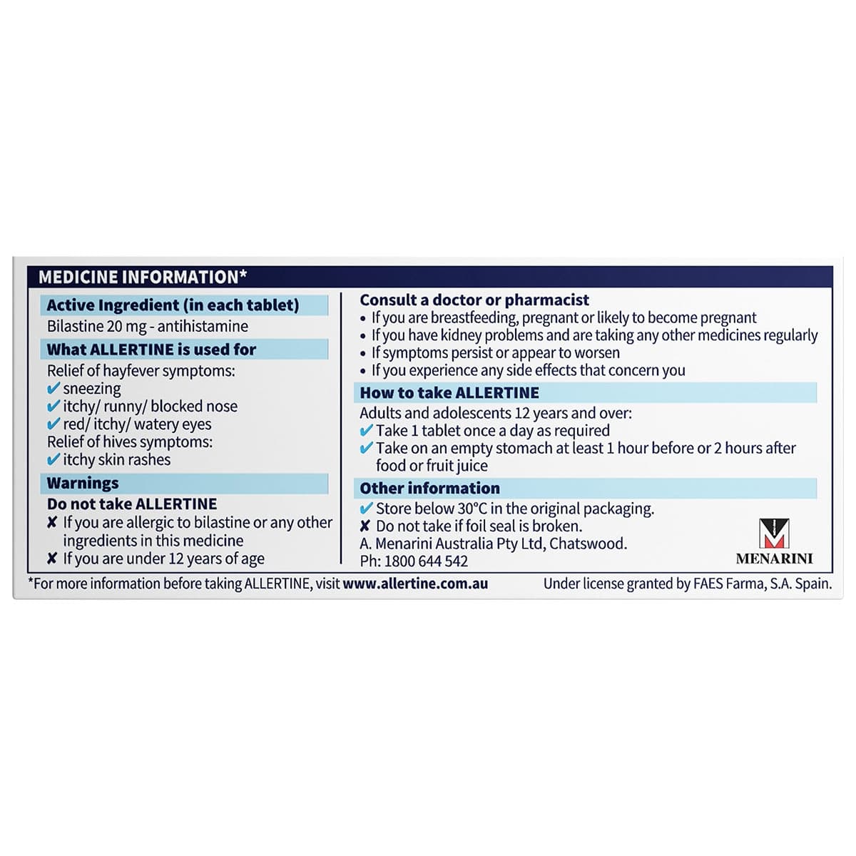 Thumbnail Allertine Bilastine (20mg) 10 Tablets