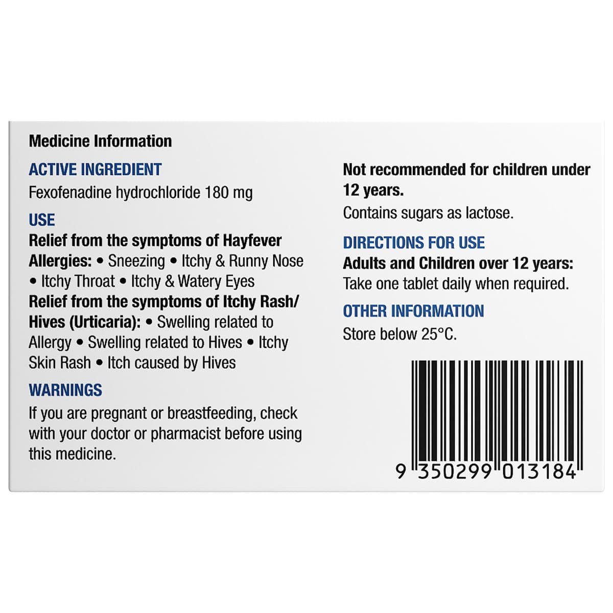 Thumbnail Chemists Own Fexo Fexofenadine 180mg 70 Tablets