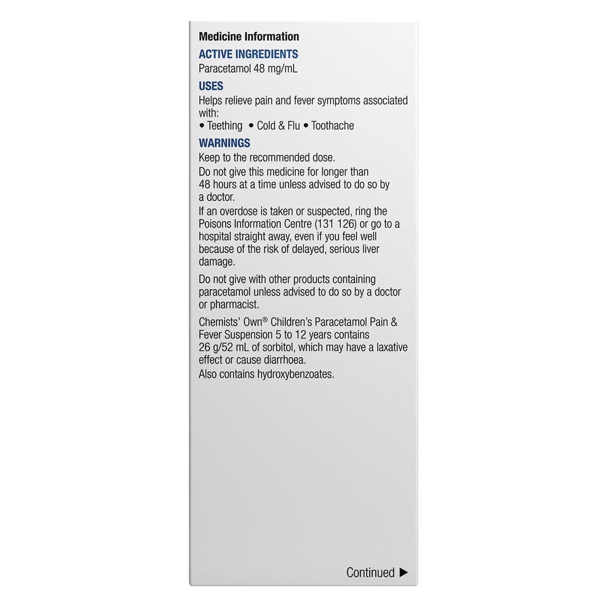 Thumbnail Chemists Own Children's Paracetamol Suspension 5-12 Years 100ml