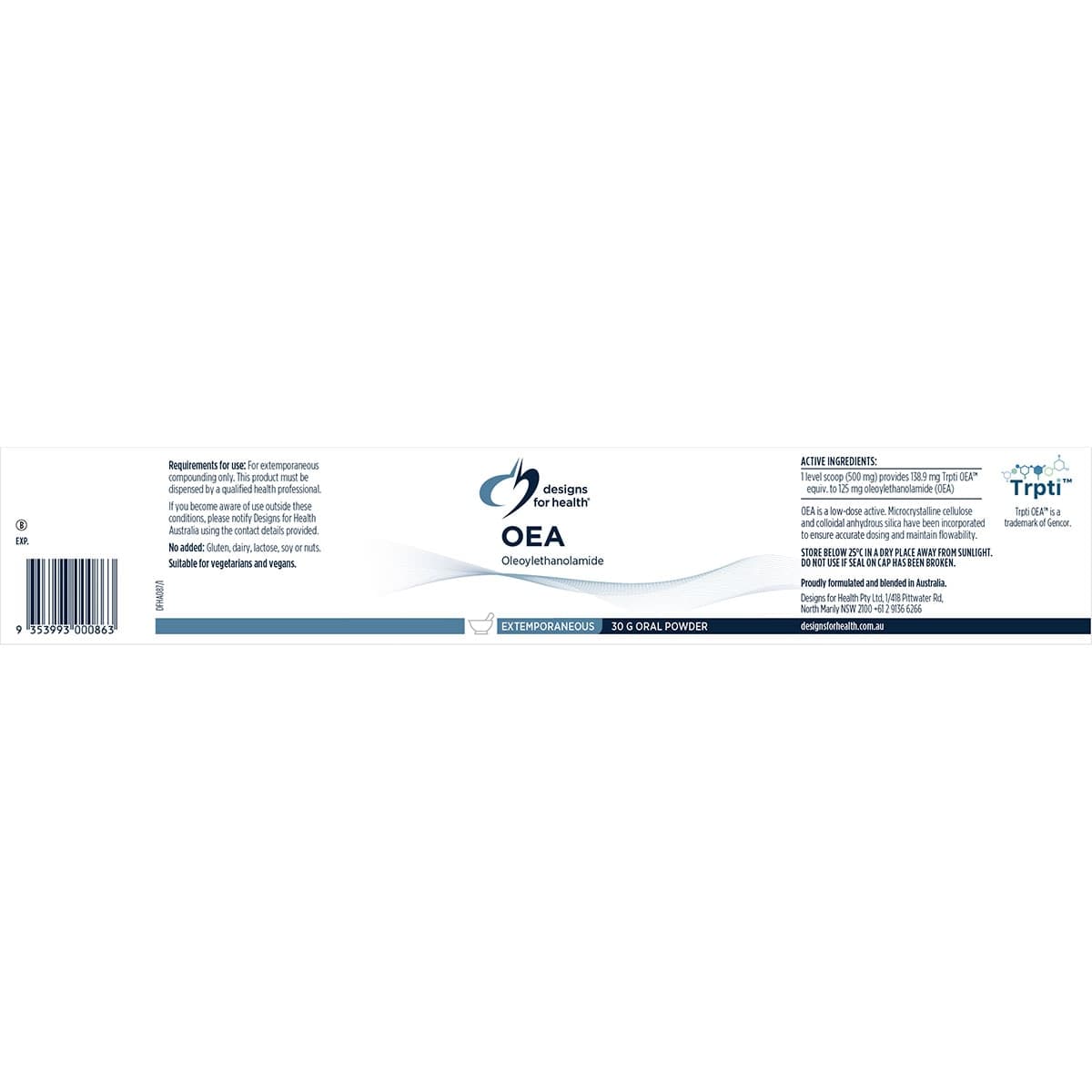 Thumbnail Designs For Health OEA (oleoylethanolamide) Powder 30g